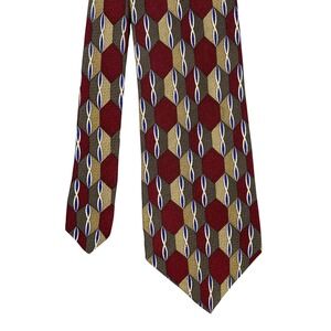 Louis Roth Burgundy Geometric Silk Necktie Mens OS Formal Business Professional